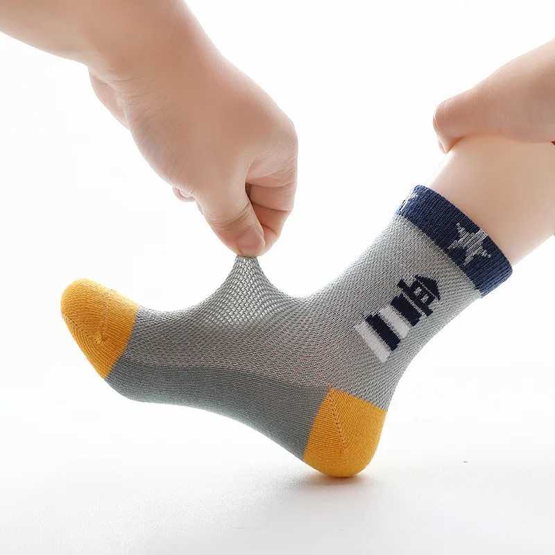 Kids Socks 2023 New Spring Summer Cotton Breathable Mesh Boys Girls Socks 3- 15 Year Children Socks 5 Pairs / Lot CL240824