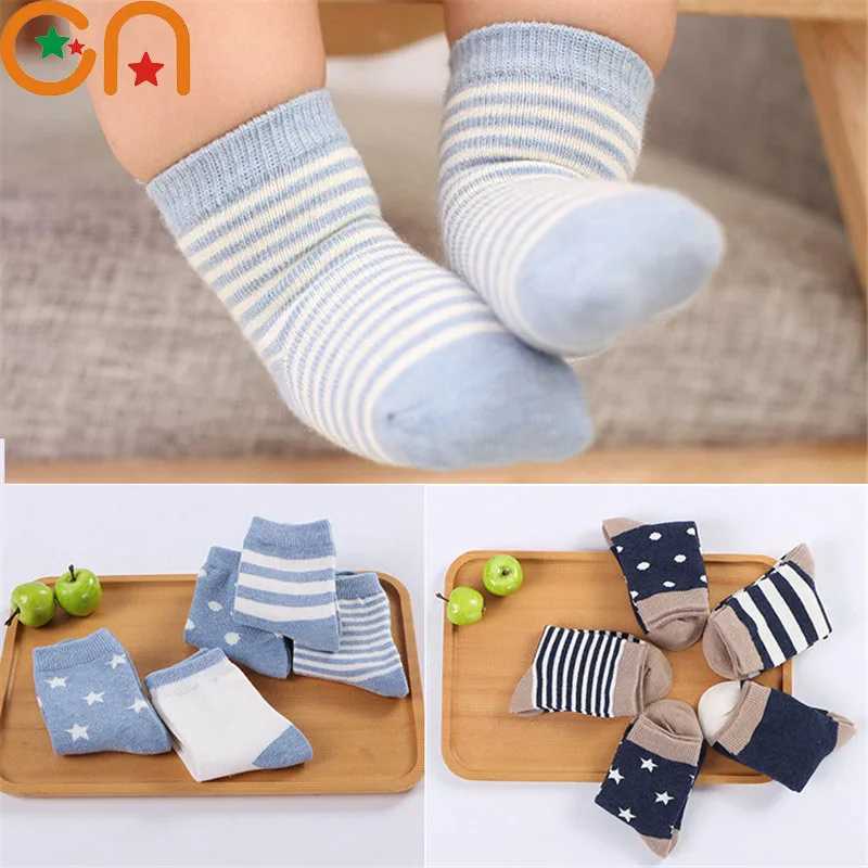 5 Pairs/Lot Kids Soft Cotton Socks Boy Girl Baby Infant Fashion Stripe Warm For Autumn Winter 0-8 Years Children Cartoon Sock CL240824