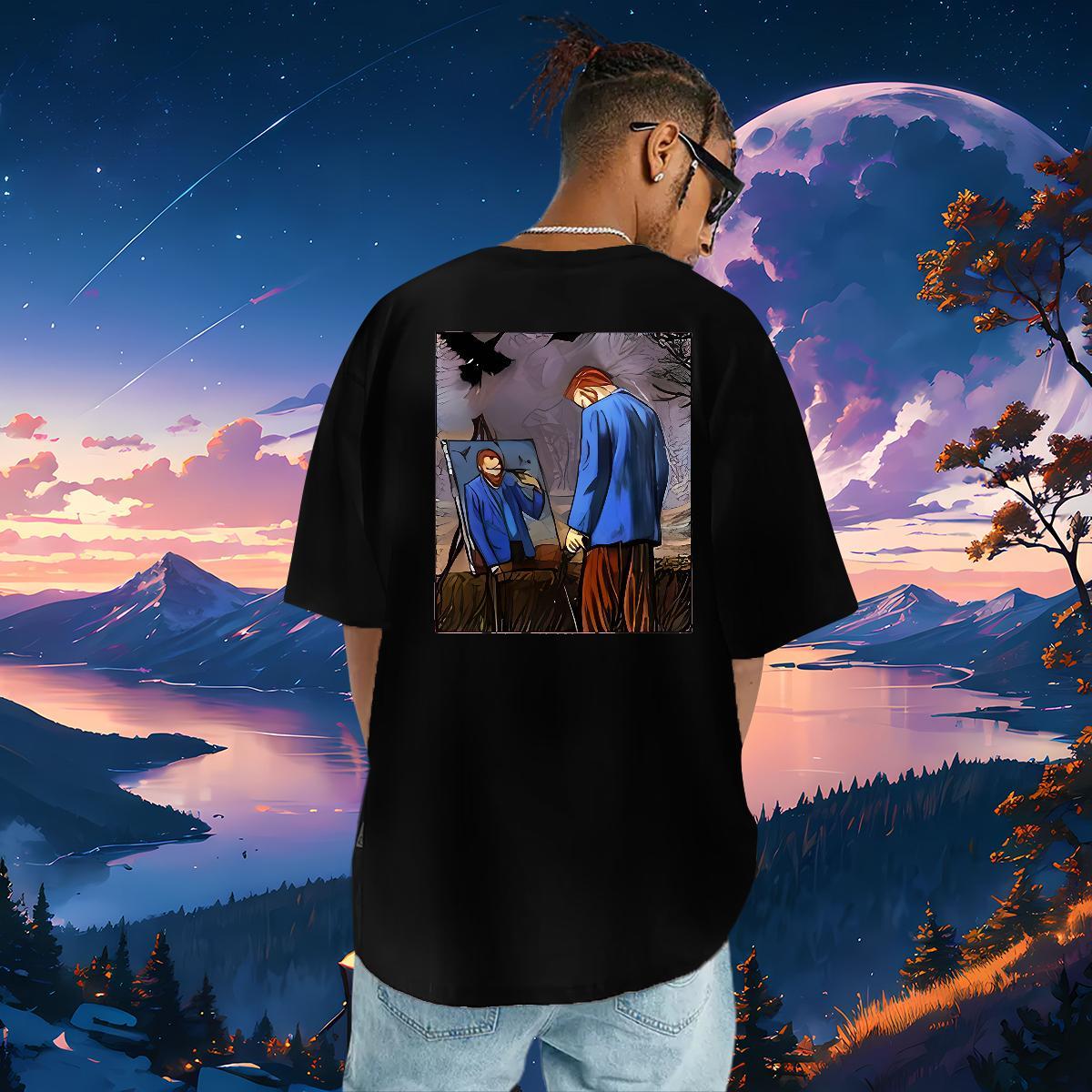Soft Man T Shirts 230g 100% Cotton portrait High Street Hip Hop Customized O Neck Short Sleeves Mens Tshirts Fashion Designer Tops Tees