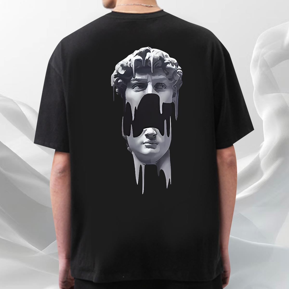 Brand Men T Shirts 100% Cotton 230g portrait Home Outdoor Floral Print Crew Neck Breathable Men Tshirts Fashion Casual Tee Shirt