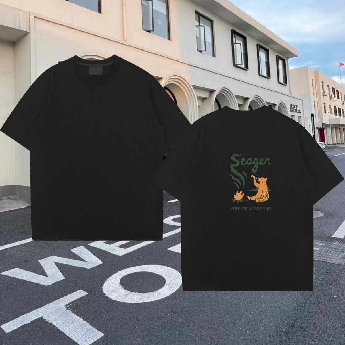 Comfortable T-Shirts 230g Cotton beach High Street Hip Hop Plus Size Cartoon Short Sleeve Soft Mens Tshirts DIY Polos