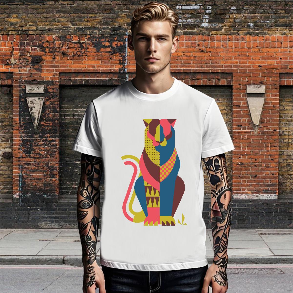 Fashion Mens Tshirts cat Hip Hop 230g Pure Cotton Polos Short Sleeve Soft Brand T Shirt For Man Anime Print