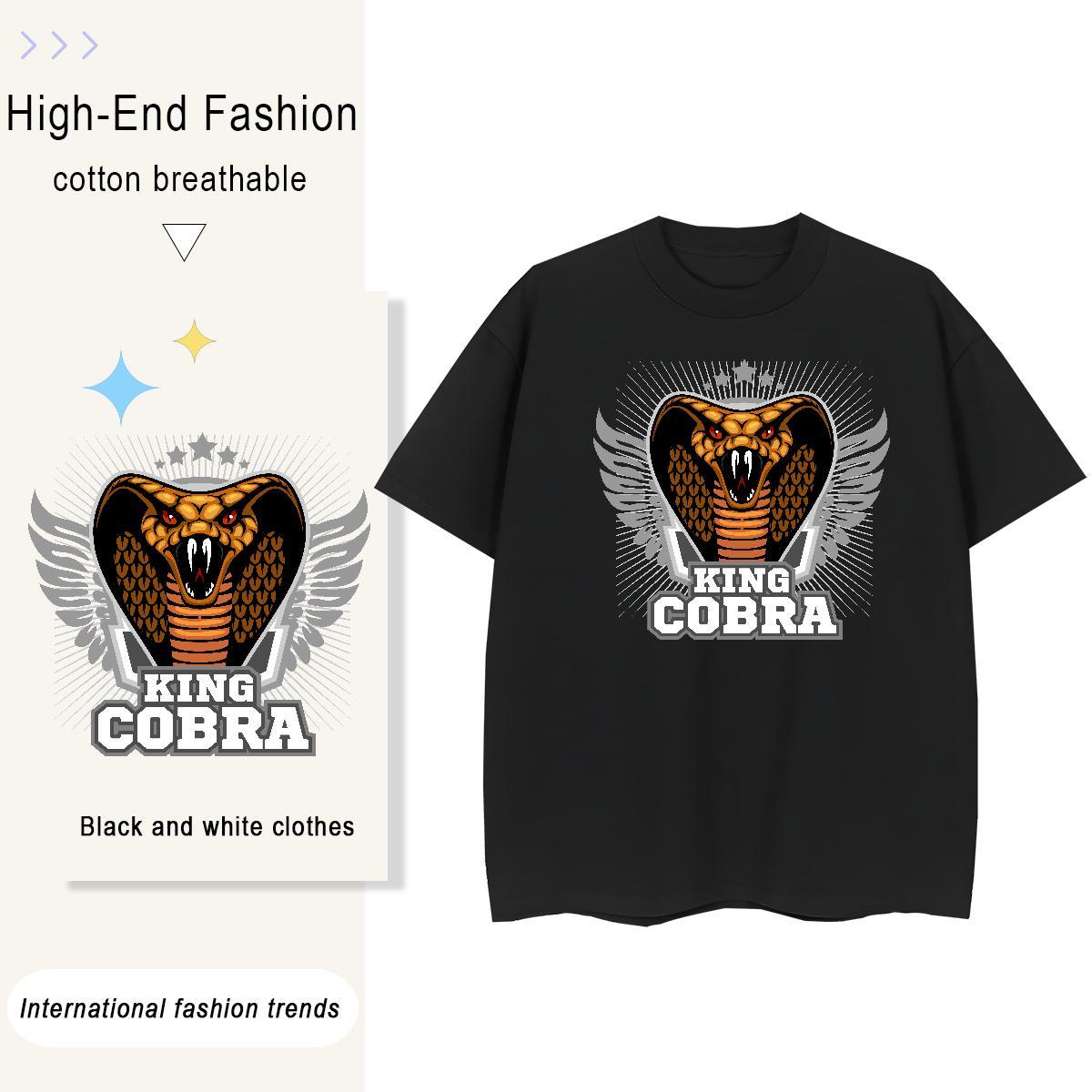 Fashion Designer Men Clothes T-Shirt cobra Beach 230g 100% Cotton Tops Round Neck Short Sleeve Comfortable T shirt Asian Size