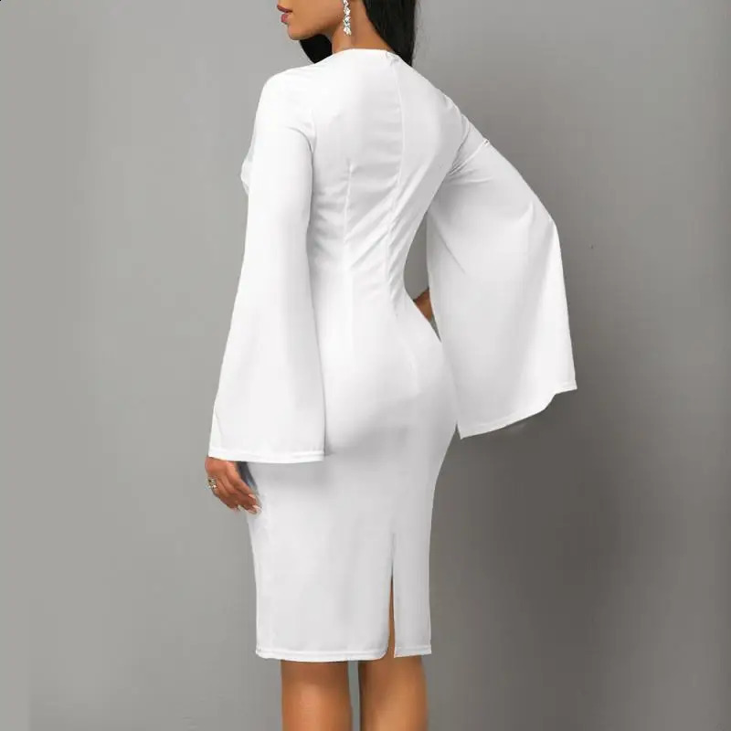 Elegant Evening Women Dress Long Sleeve Party Dresses Office Lady Temperament Female Dress Up Slim O Neck Fashion Outfit 240823