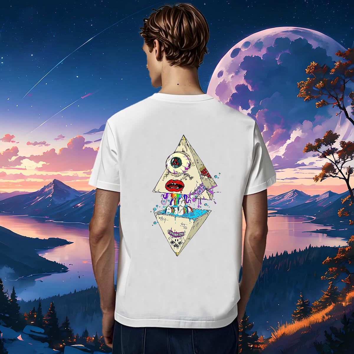 Loose Mens T Shirts 230g Cotton eye of the devil Anime Printing Street Oversized 4XL Breathable Short Sleeve Couples T Shirts Fashion Casual Tees Shir