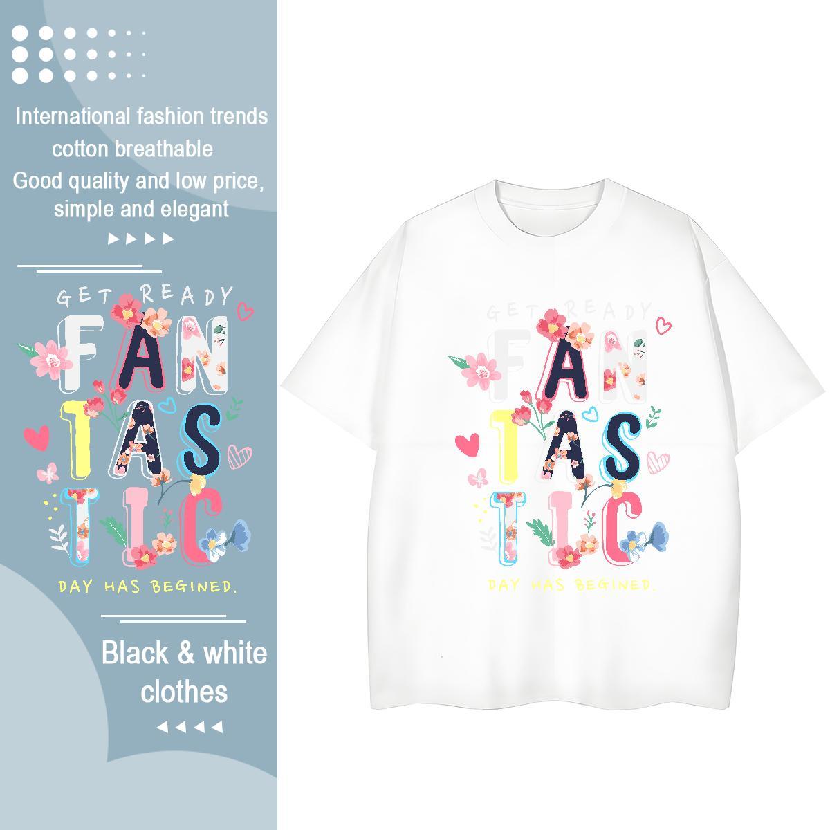 Popular Woman Tshirt 100% Cotton 230g letter Beach T Shirt For Woman Breathable Soft DIY Logo Tops