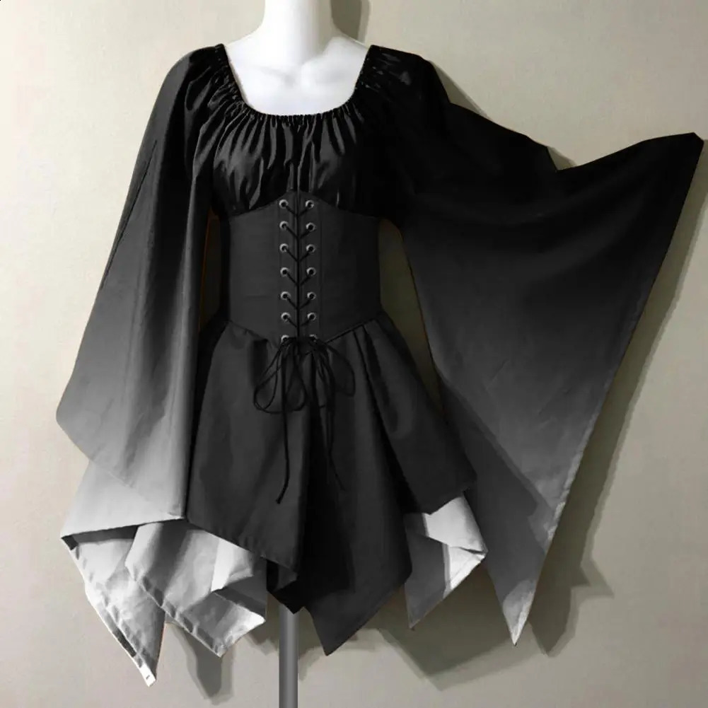 Retro 80s dress gradient color matching retro batsleeves performance stage womens Halloween roleplaying 240823