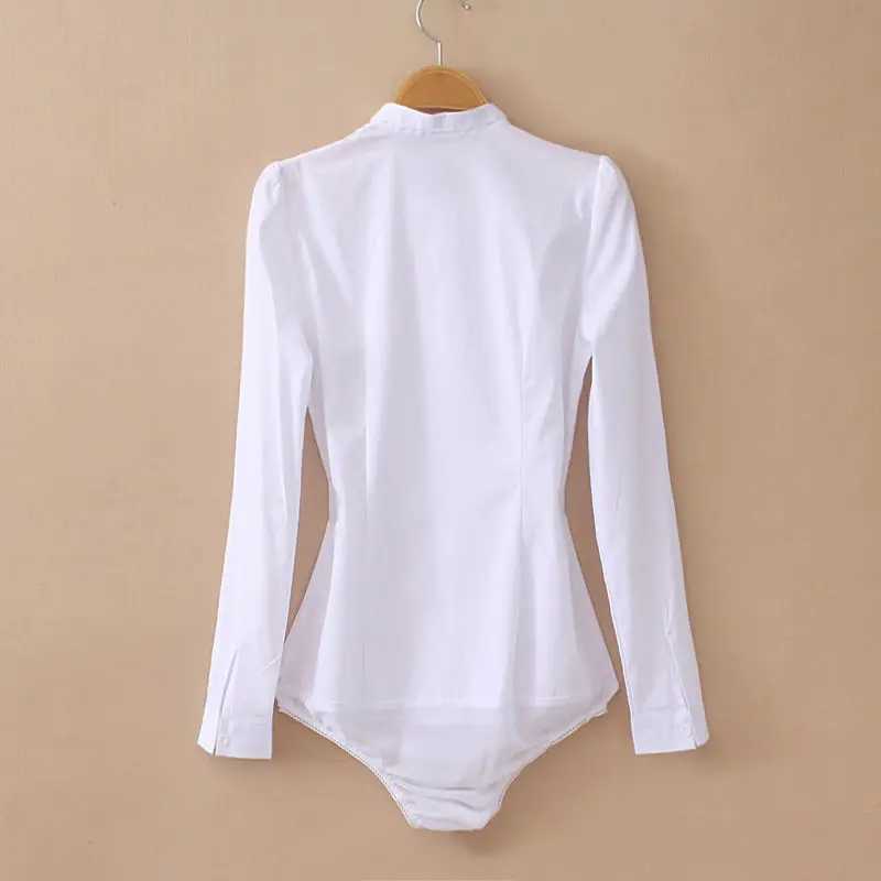 Women's Jumpsuits Rompers Elegant womens long sleeved white shirt womens office work shirt fashionable jumpsuit Korean design jumpsuit autumn 202