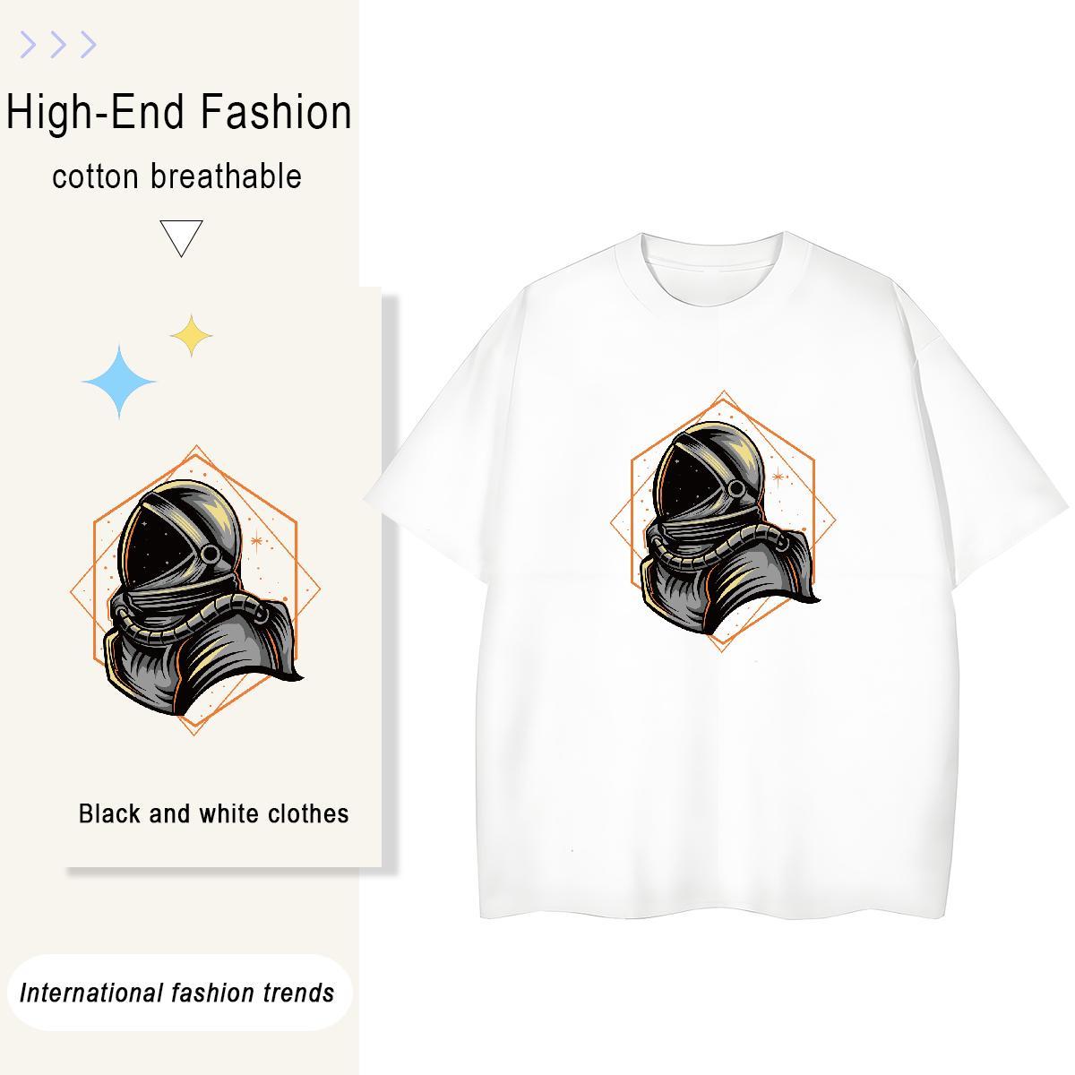Lady Women Tshirts 230g Pure Cotton universe Sports Street Wear T Shirt For Woman Short Sleeve O-Neck Black Oversized Tees Shirts