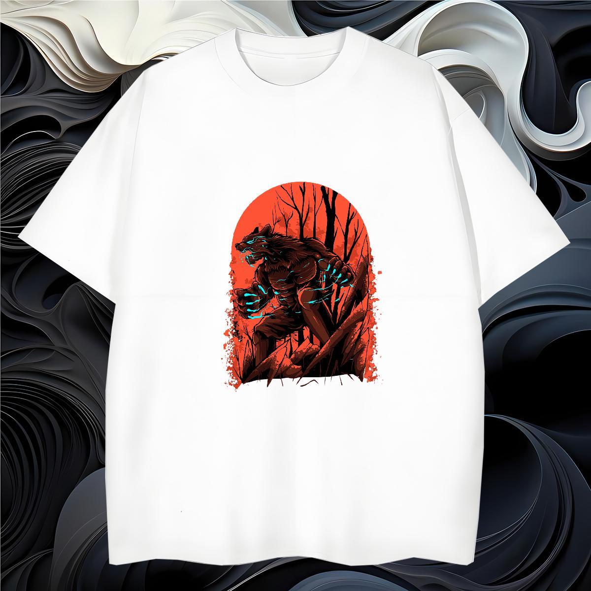 Loose Fit T-Shirts 230g Pure Cotton skull Casual Cartoon Print O-Neck Short Sleeve Men Tops Tees 2024 Designer Polos
