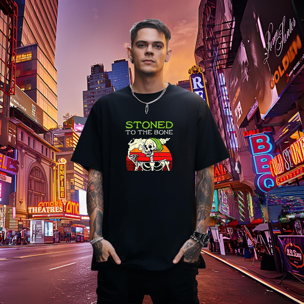 Unisex T Shirt For Man 100% Cotton 230g skull Street Wear Floral Print Round Neck Short Sleeve Men Clothes T-Shirt Fashion Designer Tops Shirt