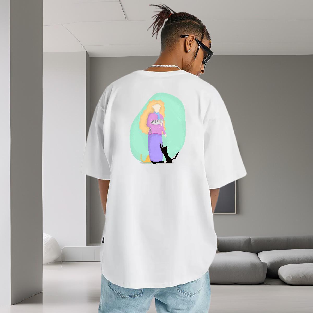 Loose T-Shirts for Men 100% Cotton 230g portrait Home Outdoor Custom Printing O Neck Short Sleeves Men Tshirts Free Shipping Tops Shirt