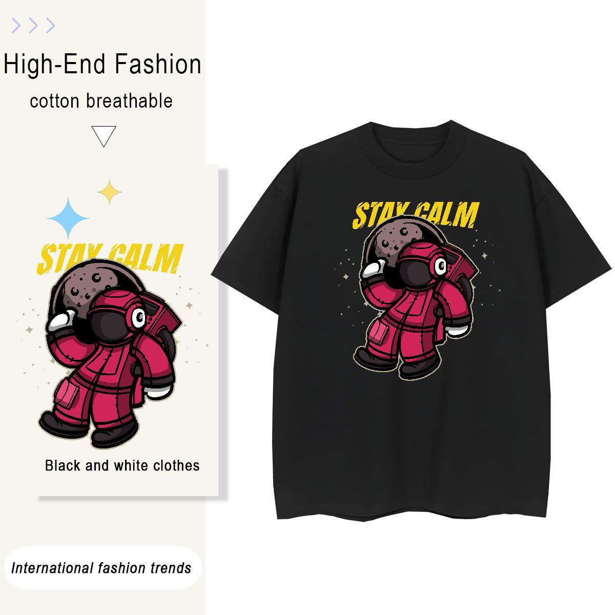 Soft Women Tees 230g Cotton cosmonaut Spring Summer Woman T Shirts Breathable Soft Custom Print Plus Size Tees Shirts