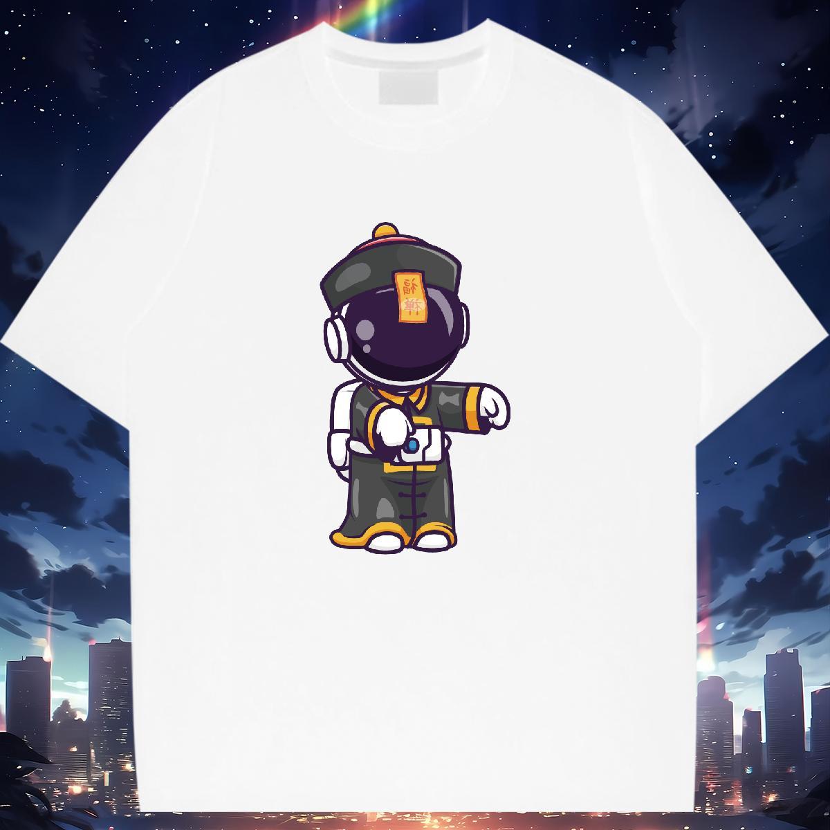 Brand Unisex Tshirts 230g 100% Cotton cosmonaut Sports Street Wear Woman T Shirts O Neck Short Sleeves DIY Anime Clothes
