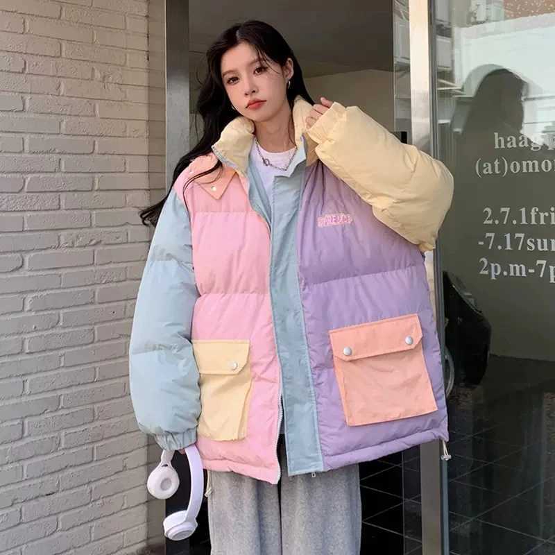 Women's Down Parkas Work clothes cotton jacket womens clothing winter coat 2023 new color short park thick girls coat Y240824PNGU
