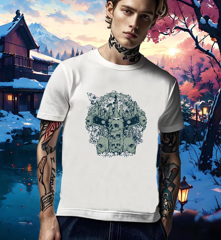 Loose T Shirt For Man 230g 100% Cotton skull Street wear Hip Hop Oversized Breathable Short Sleeve Men Tops Tees DIY Customized Clothings