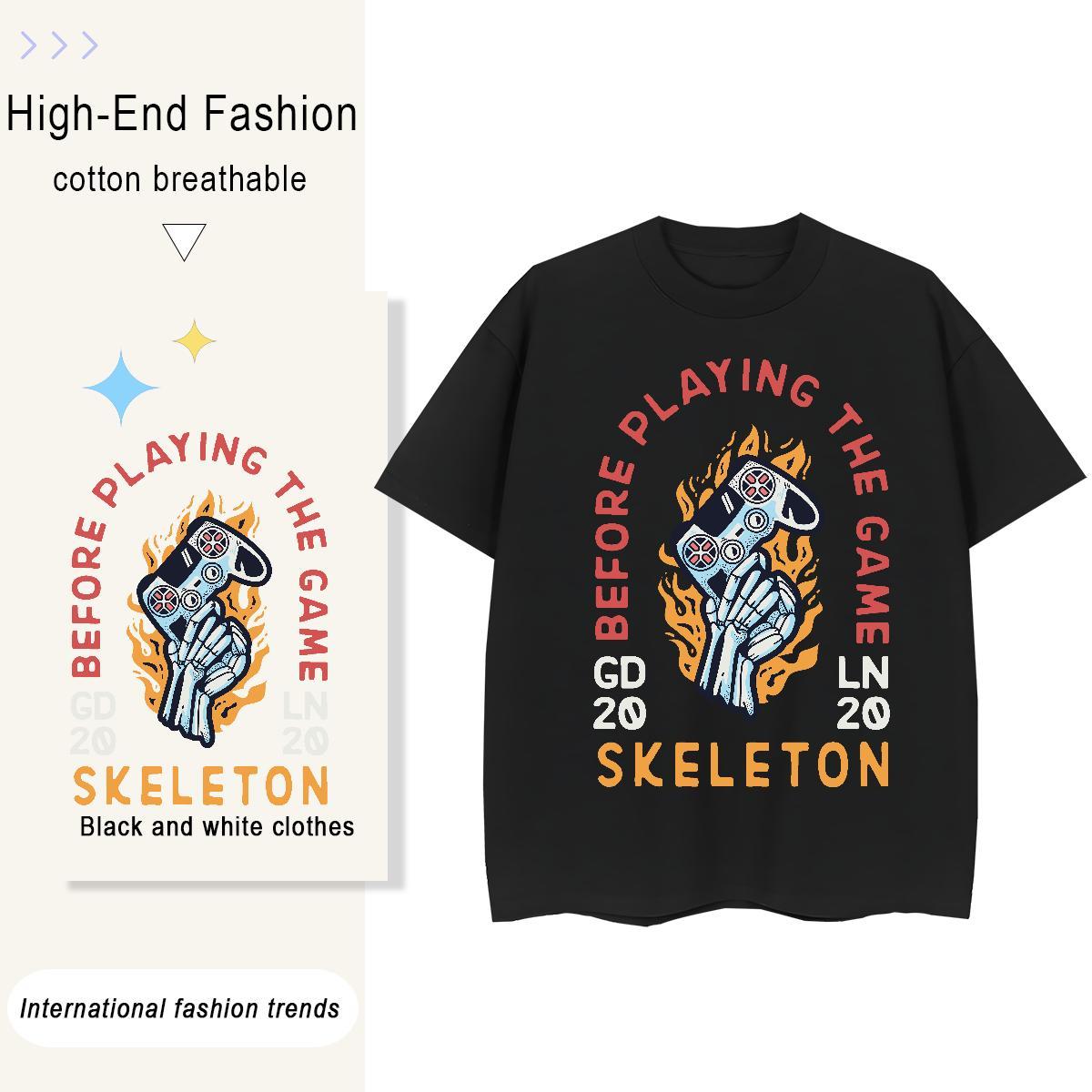 Brand Unisex Tshirts 100% Cotton 230g handle Casual Womens T Shirts Breathable Crew Neck Black Oversized Polos