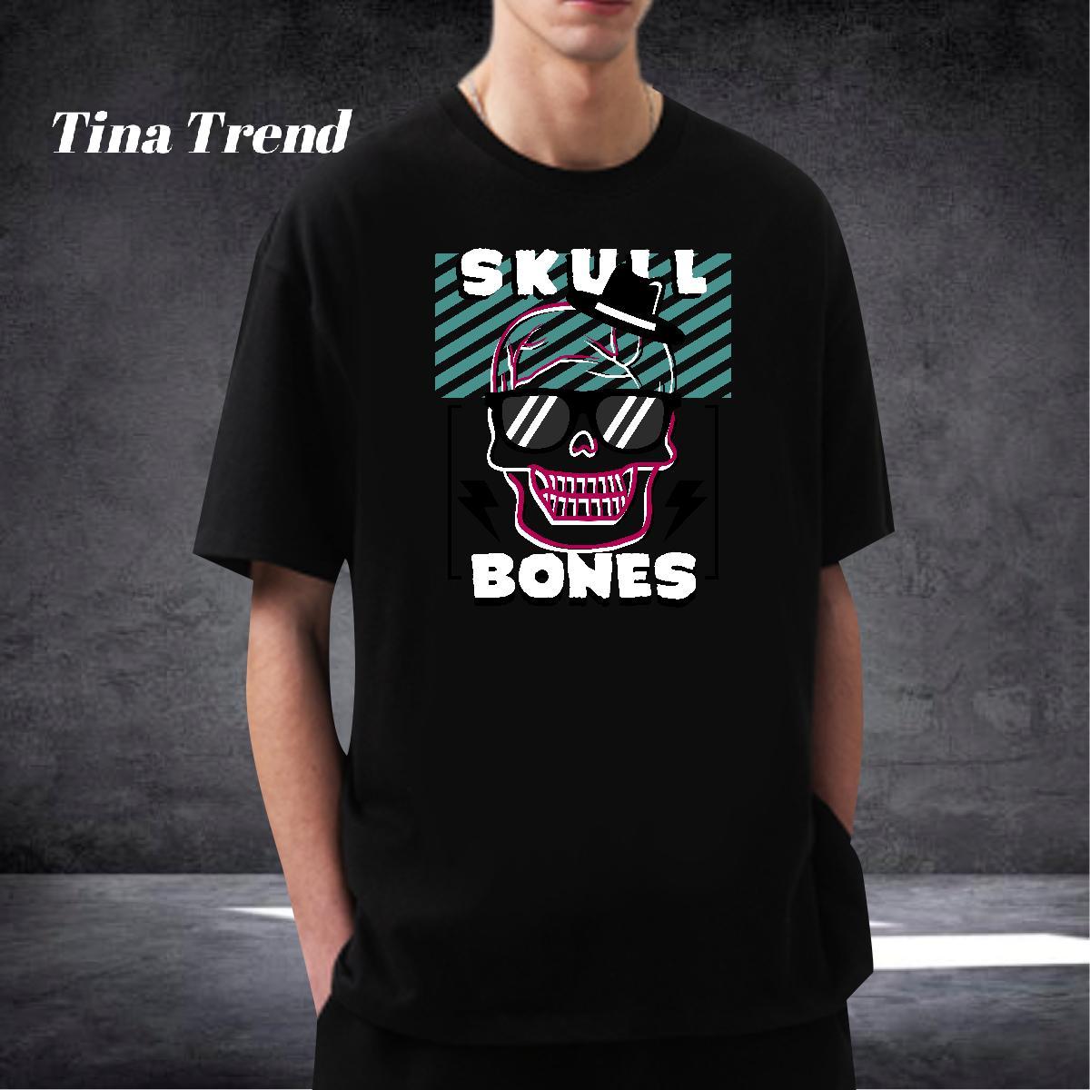 Designer T shirt 230g 100% Cotton skull High Street Hip Hop DIY Logo Oversized Breathable Mens Tshirts Fashion Tee Shirt