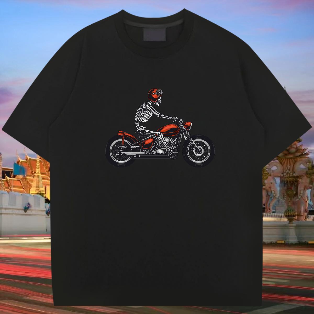 Loose Fit T-Shirts 230g Cotton skull Casual Daily Wear DIY Pure Cotton Mens Tshirts 2024 Clothes