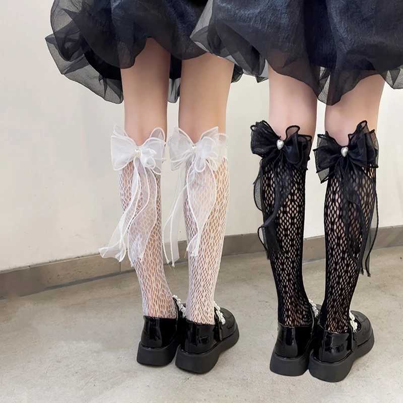 Baby Summer Thin Lolita Sock Lace Bowknot Stockings Girl Long Socks School Uniform Princess Calf Socks Kids Knee High Stocking CL240824