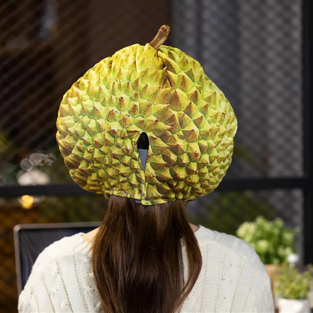 Cartoon Plush Durian Hat Fruit Headgear Simulation Durian Hat Cute Funny Decorative Selfie Cosplay Party Hats Performance Props 240823