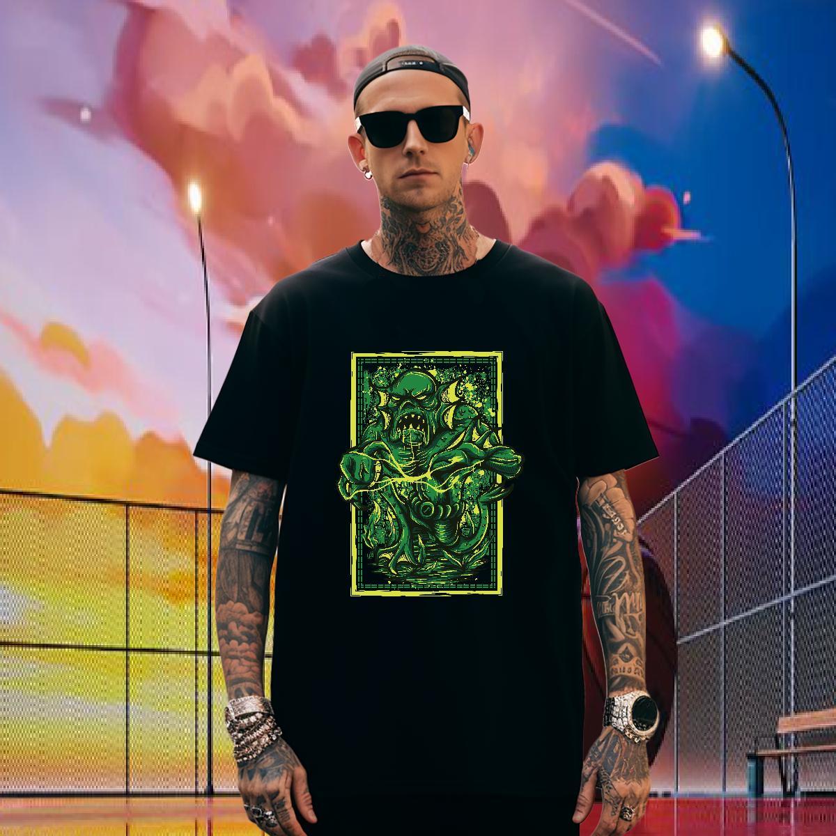 TOP Quality Mens T Shirts 230g 100% Cotton ET Street Wear DIY Printed O-Neck Short Sleeve Men Tshirts 2024 Summer Clothes