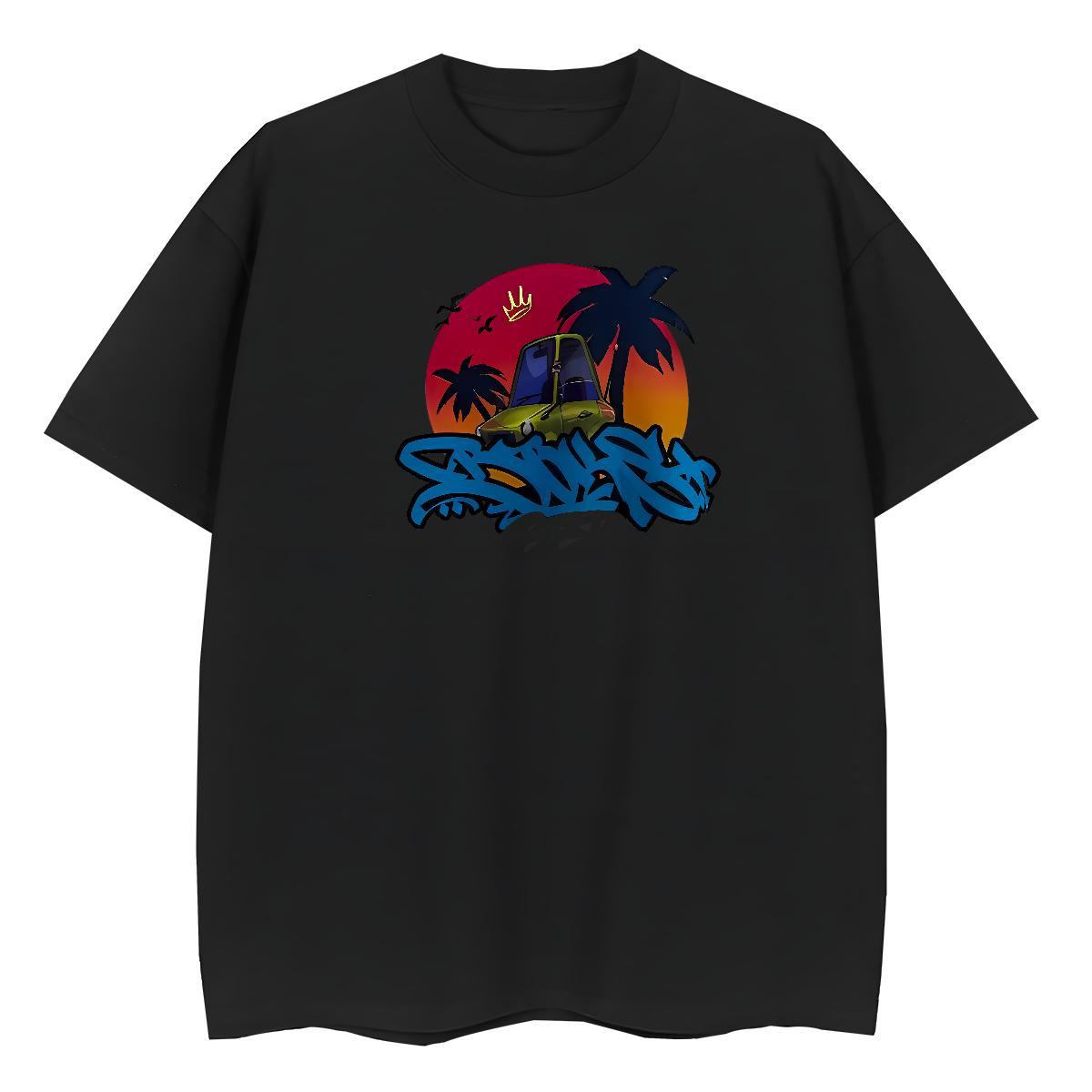 Comfortable T Shirts Men 230g Cotton car Spring Summer Skull Breathable Crew Neck Mens Tshirts 2024 DIY Clothes