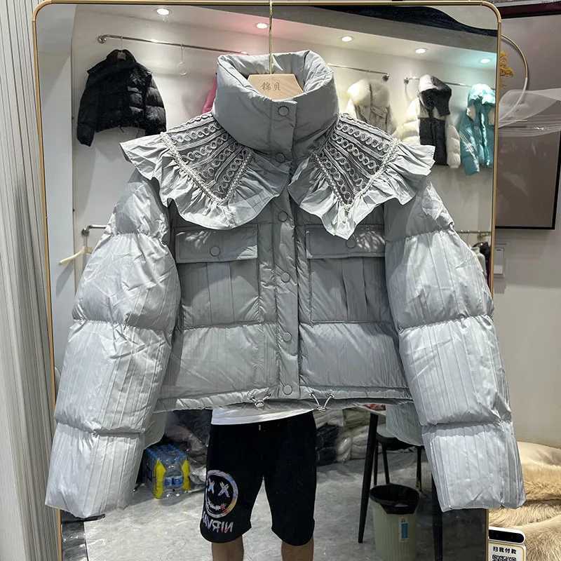 Women's Down Parkas 2023 New Winter Fluffy Oversized Puffer Jacket Women Large Lapel Warm Casual 90% White Duck Down Coat Female Short Parka Y240
