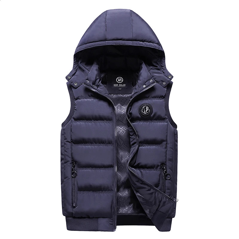 5XL Mens Vest Jacket Winter Waterproof Warm Sleeveless Men Jacket Fashion Hooded Casual Vest Men Autumn Thicken Waistcoat 240824