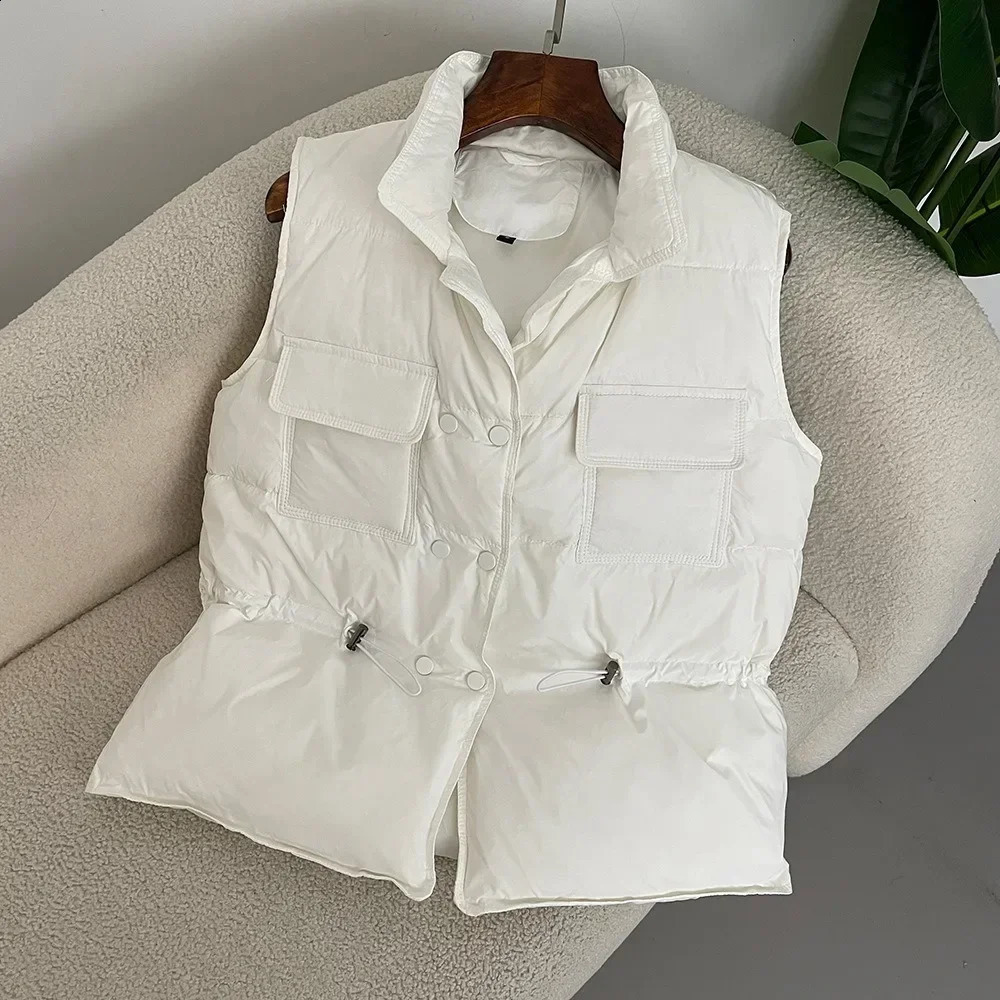 Womens Short Vest Warm Waist Coat White Duck Down Jacket Sleeveless Fashion 240823