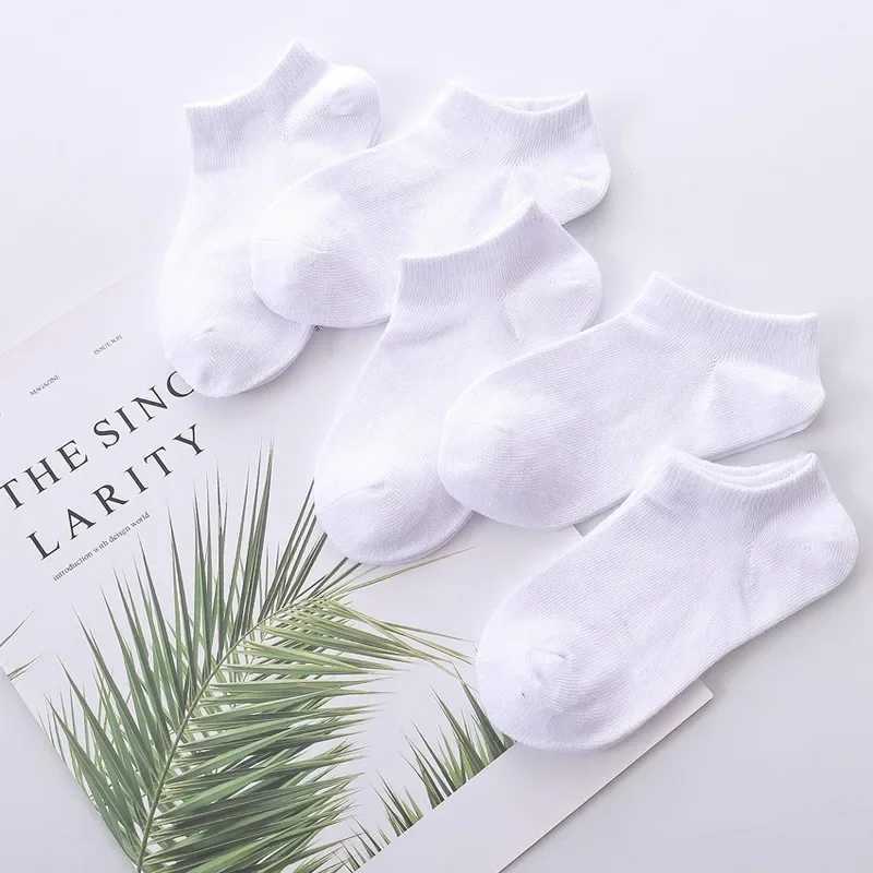 5 Pairs Children Low Cut Socks Boys Girls Black White Gray Boat Socks Baby Kids School Student Uniform Socks Sport Clothes CL240824