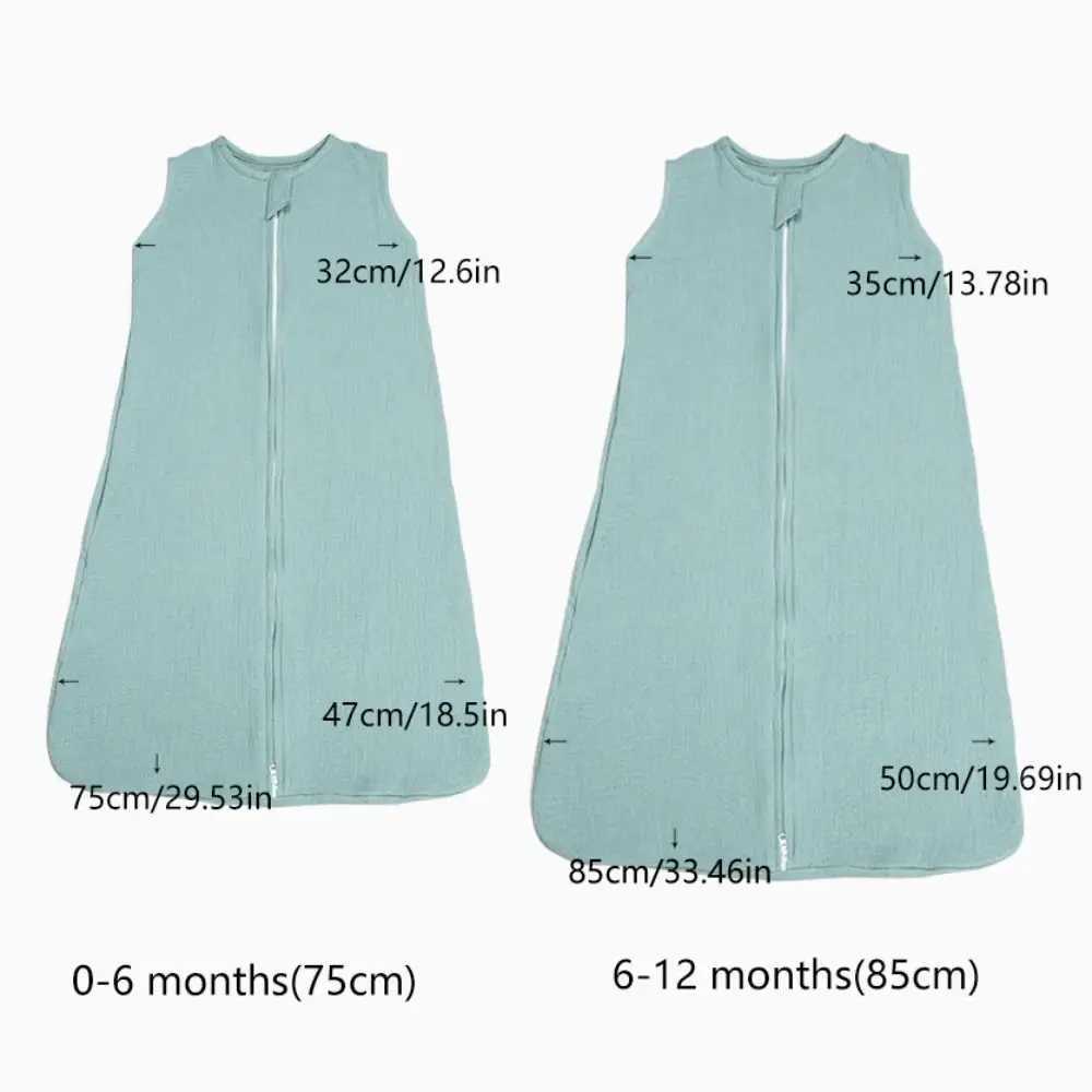 Cotton Baby Sleep Sack Soft Lightweight 2-Ways Zipper Diaper Cocoon 0-12 Months Sleeveless Infant Sleep Bag Summer M240824