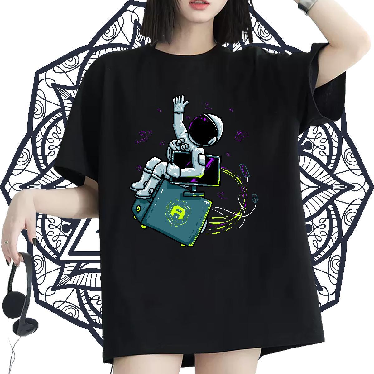 Designer Nice Women Tees 230g Cotton cosmonaut Street T-Shirts for Women Breathable Customized Tops Shirt