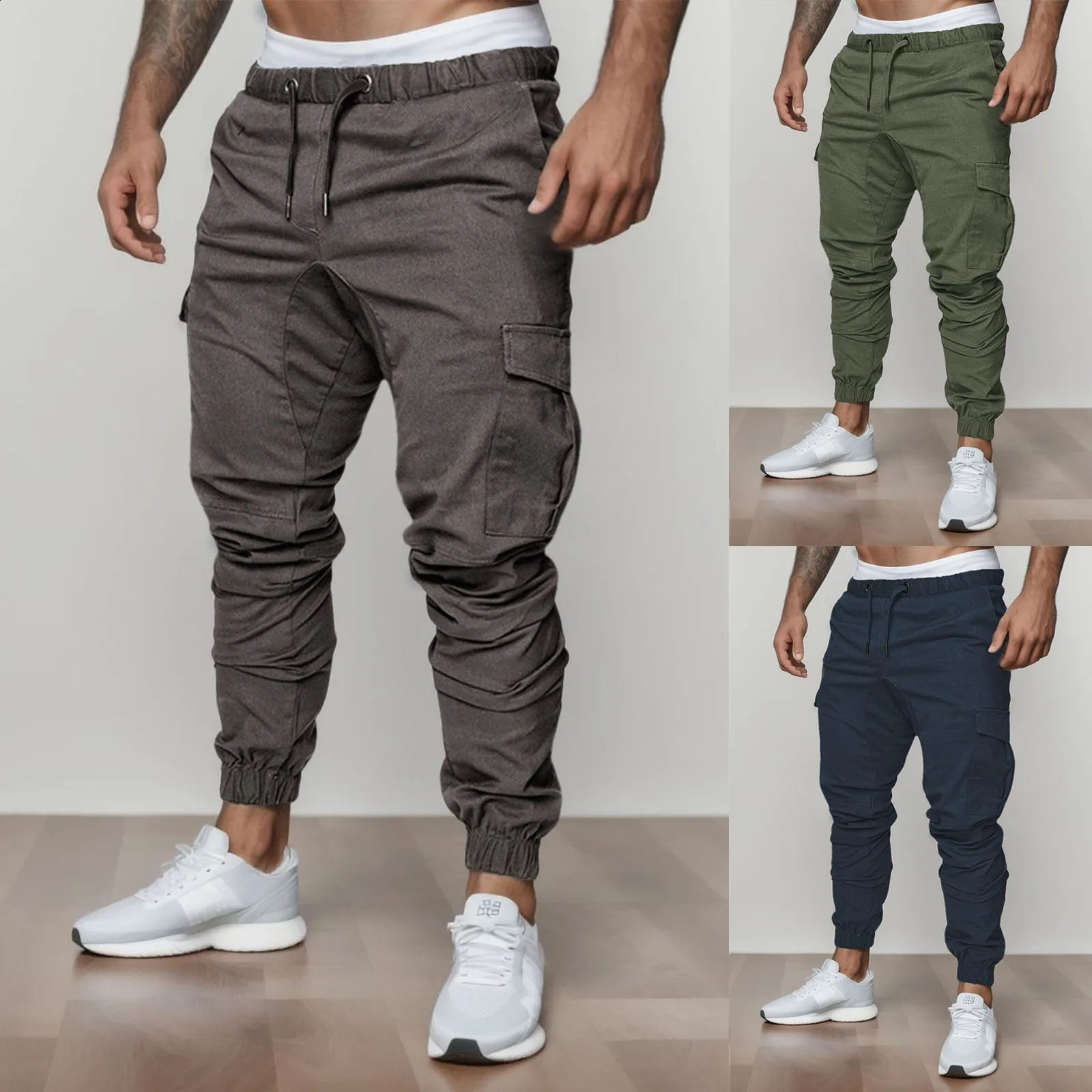 Fashion MenS Multi-Pocket Overalls Sports Trousers Mens Casual Fitness Drawstring Pants MenS Jogger Track Pants Wear 240824CJ