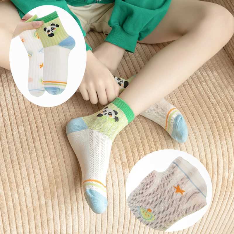 5 pairs of kidsrens socks thin mesh cotton socks girls socks breathable and sweat-absorbent mid-calf socks CL240824