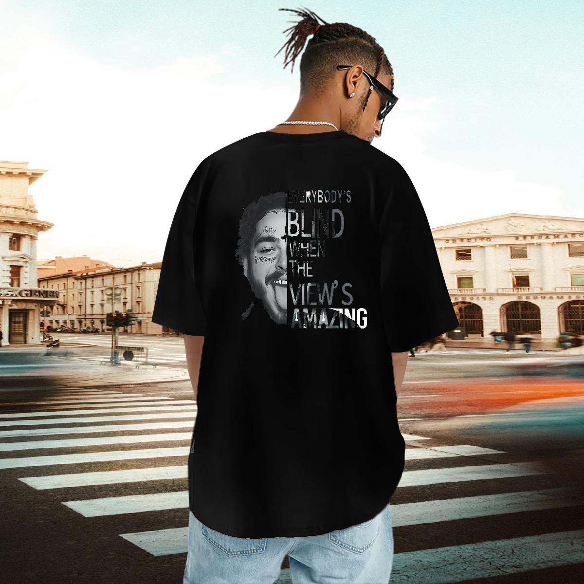 Free Shipping Mens T Shirts 230g 100% Cotton portrait Anime Printing Street Black White Breathable Short Sleeve Tshirts Fashion Design Clothes