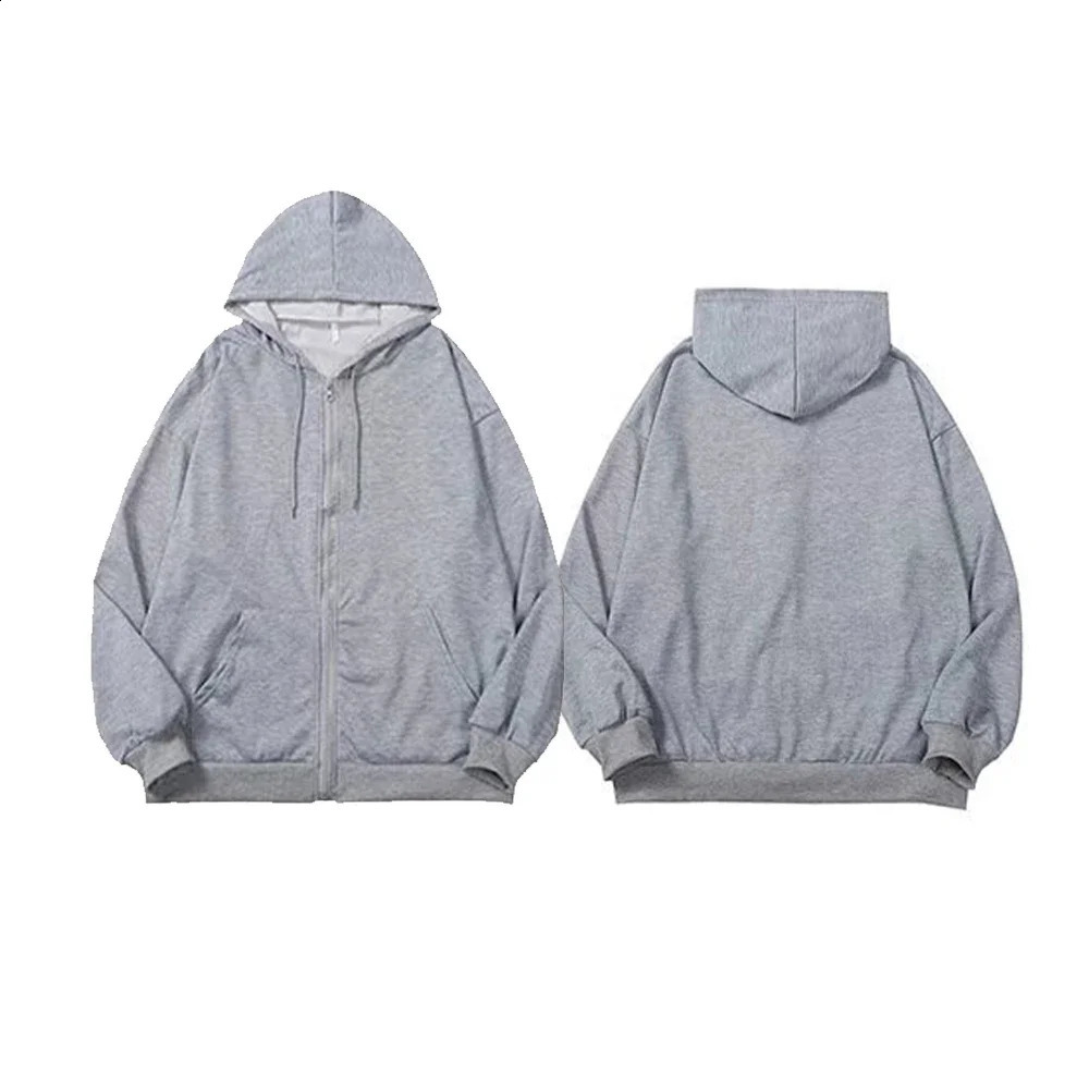 Casual Jacket Coat Black Fleece Sweatshirt Y2k Zip Cardigan Loose Long Sleeve Hoodies Autumn Men Women Sweatshirt Clothing 240823