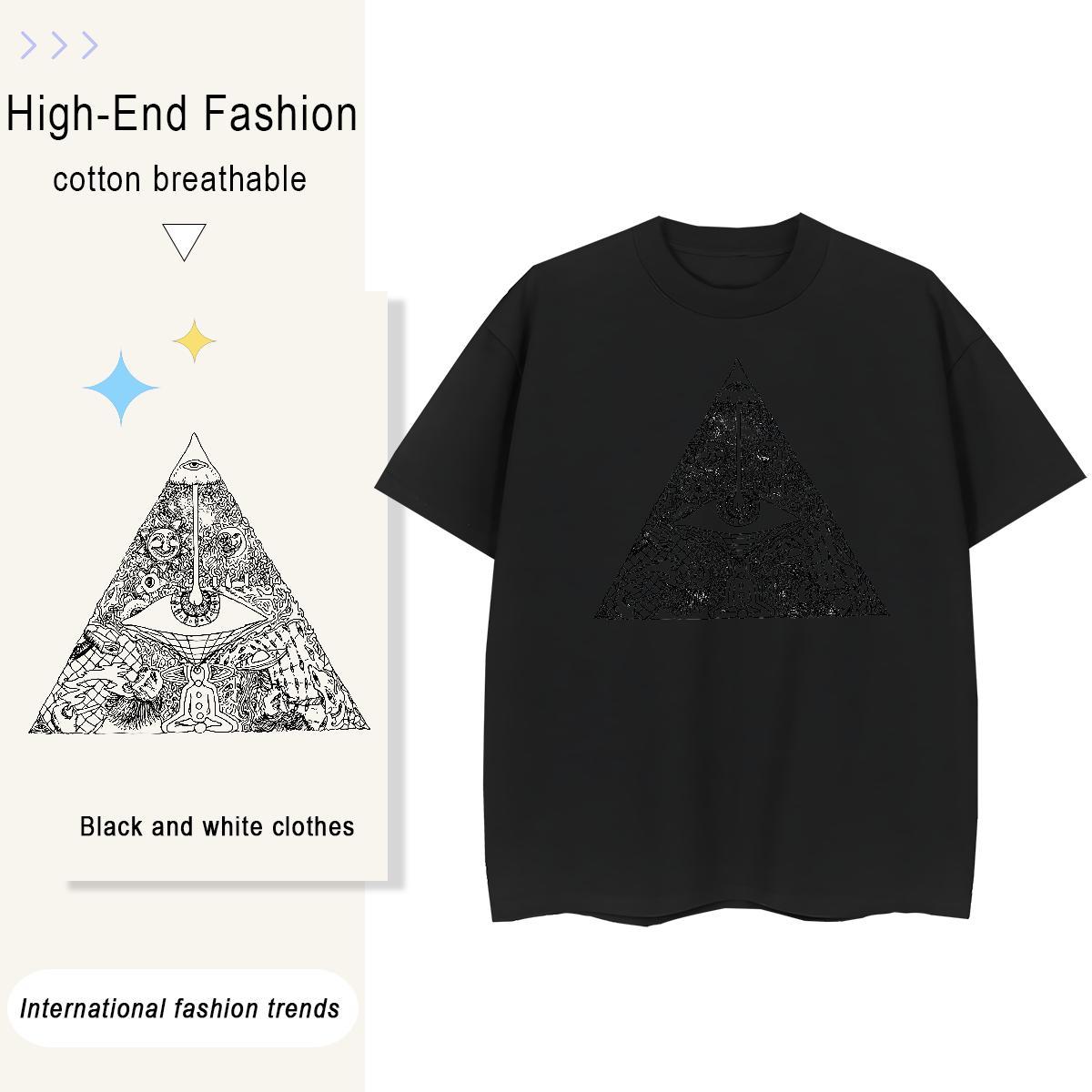 Loose Fit T Shirt For Man 230g Cotton eye of the devil Hip Hop DIY Anime O Neck Short Sleeves Men Tshirts New Arrival Tops Shirt