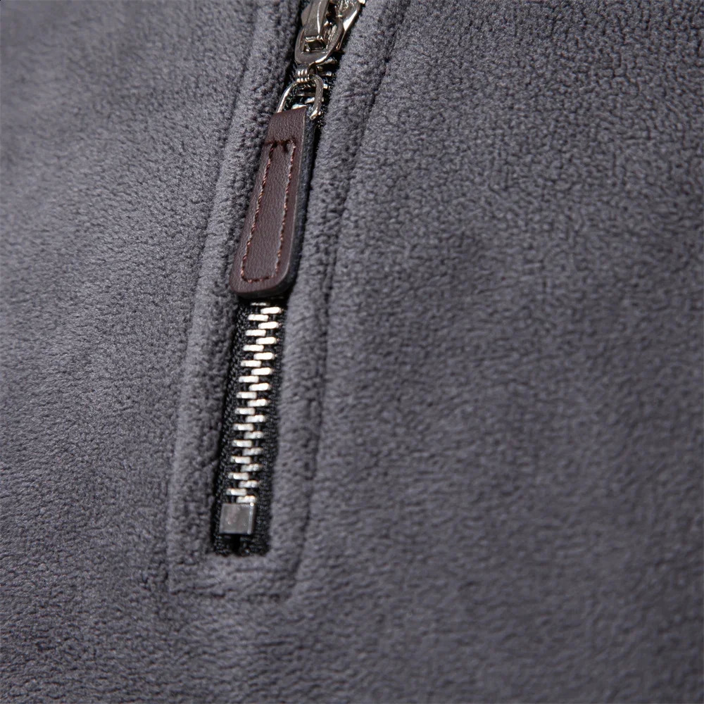 AIOPESON Mens Thick Wool Warm Sweater Jacket Quarter Zipper Plain Neck Pulling Flower Soft Shell 240823