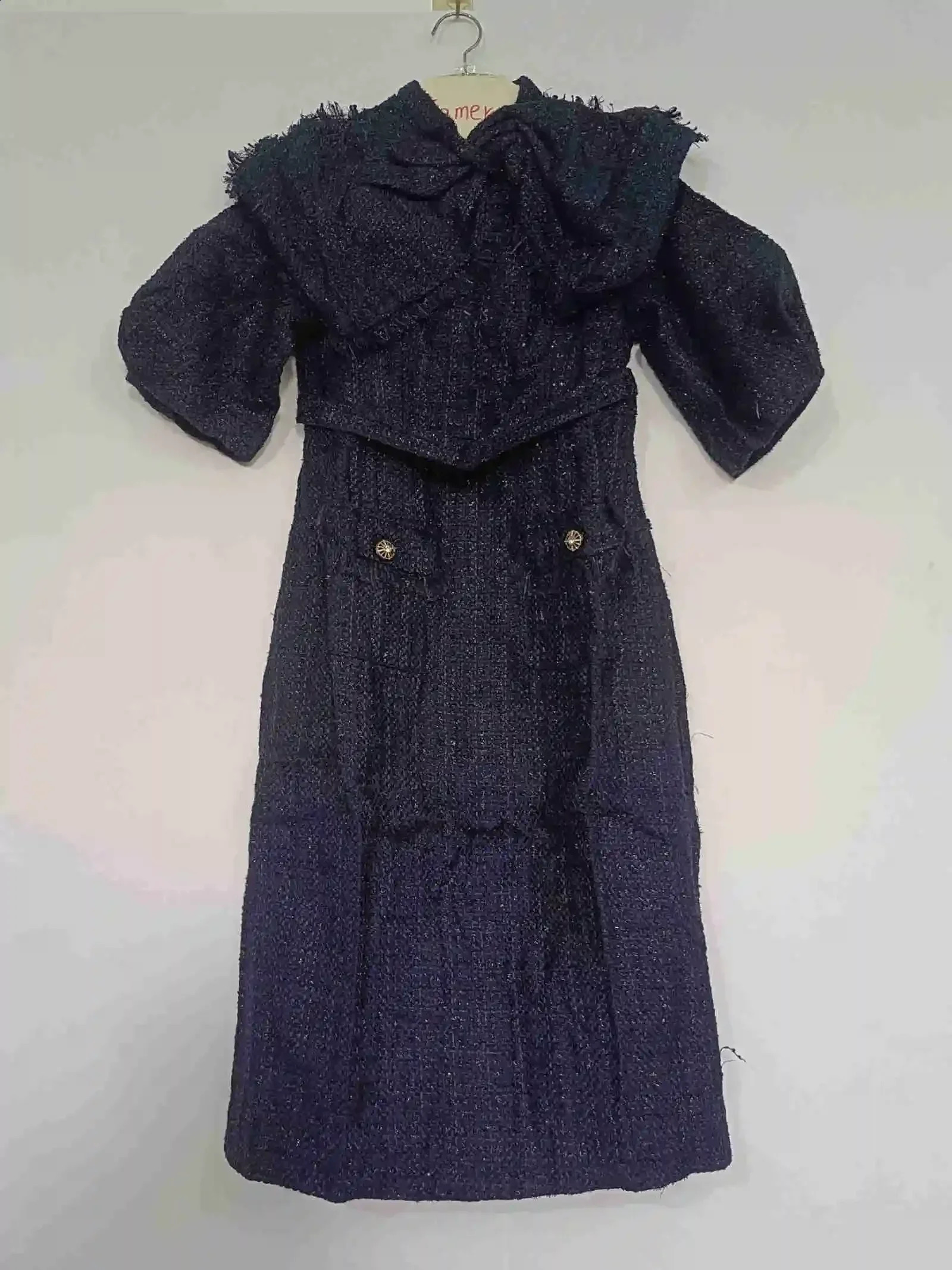 JAMERARY Fashion Autumn Winter Tweed Dress For Women Lantern Sleeve Midi Long Bodycon Dresses Office Lady Korean Style 240824