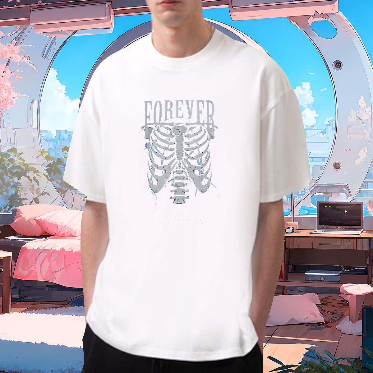 TOP Quality T-Shirts for Men 230g Cotton skull Spring Summer Custom Big Size Breathable Crew Neck Couples T Shirts 2024 Tops Tees