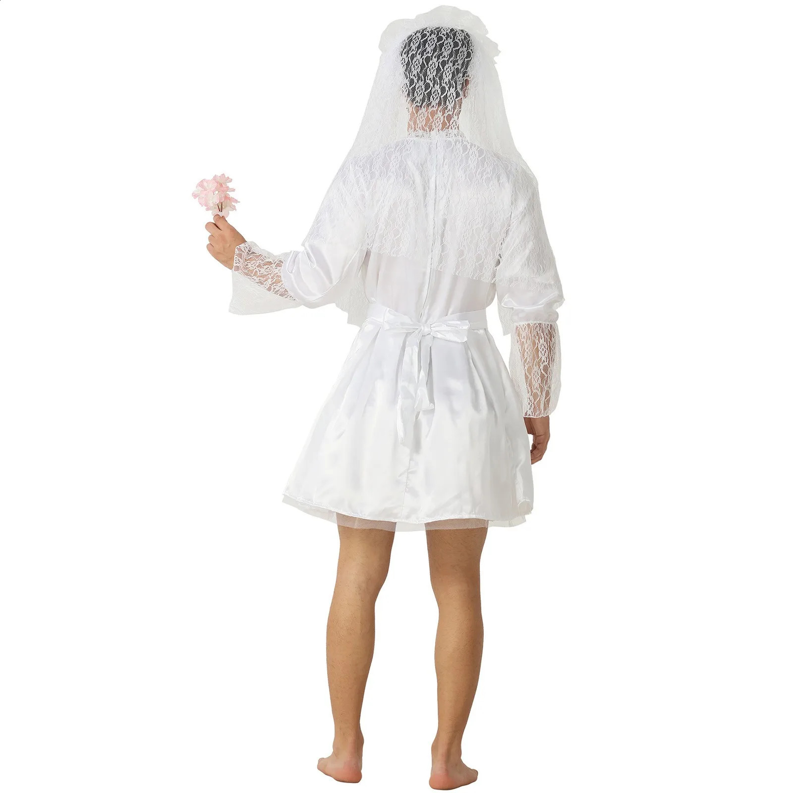 Interesting mens roleplaying dress brides white wedding Halloween costume ghost bride sissy 240823