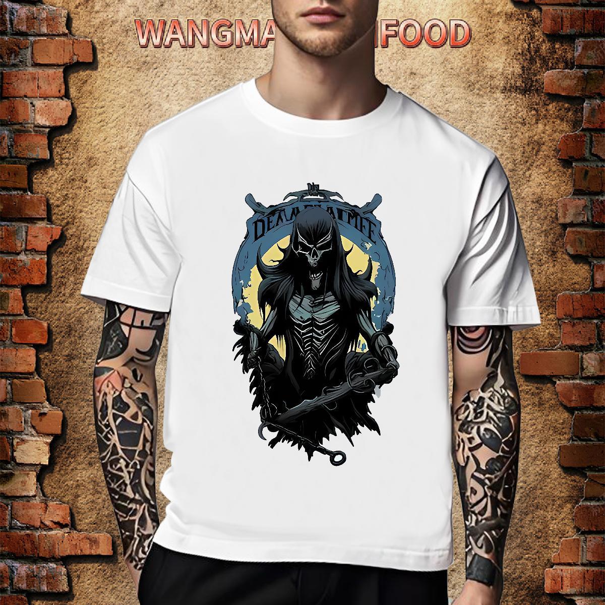 Comfortable T Shirts Men 230g 100% Cotton skull Sport Black Oversized Crew Neck Tshirt for Man Woman New Designer Tees
