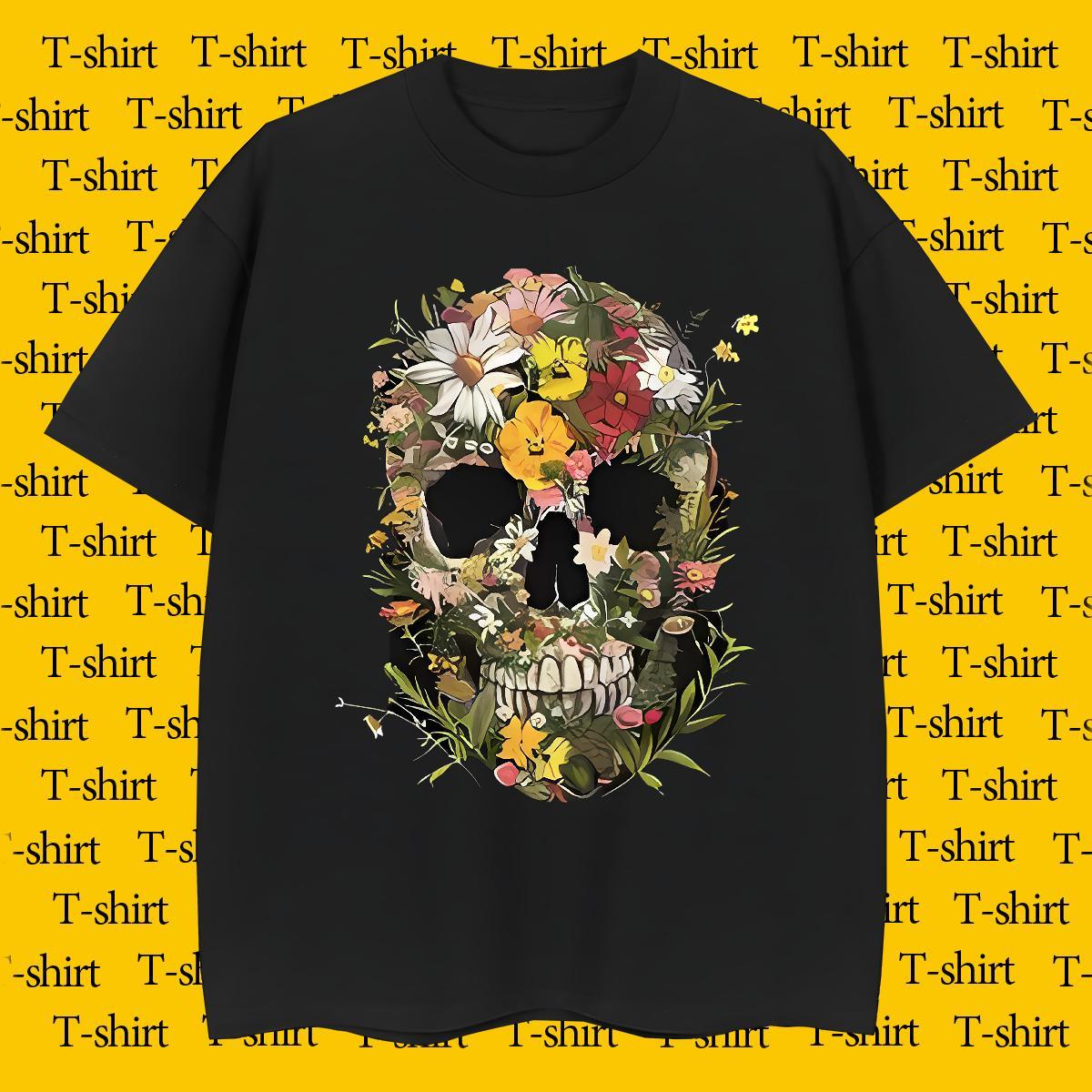 Popular Men T Shirts 100% Cotton 230g flower Beach Asian Size O-Neck Short Sleeve Men Tees Fashion Design Top Tees