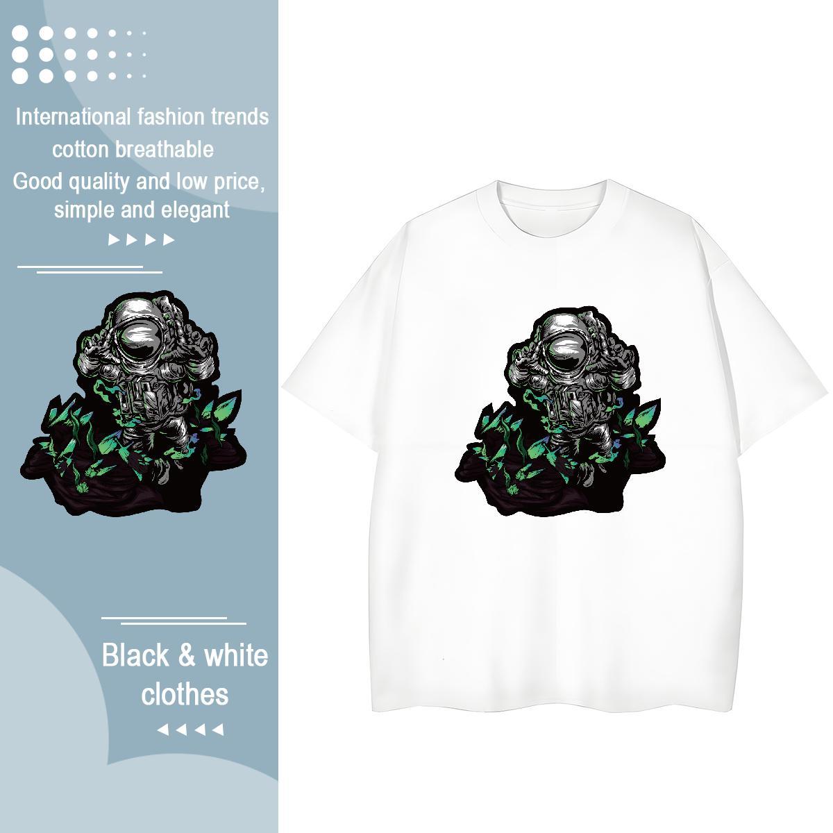 Female Unisex Tshirts 100% Cotton 230g cosmonaut Street T Shirt For Woman Breathable Short Sleeve Oversized Tops Tees