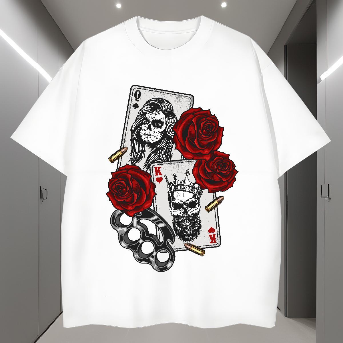 Classic T Shirts Men 230g Pure Cotton skull Outdoor Graphic Breathable Soft Men Tops Tees 2024 Designer Tees Shirts