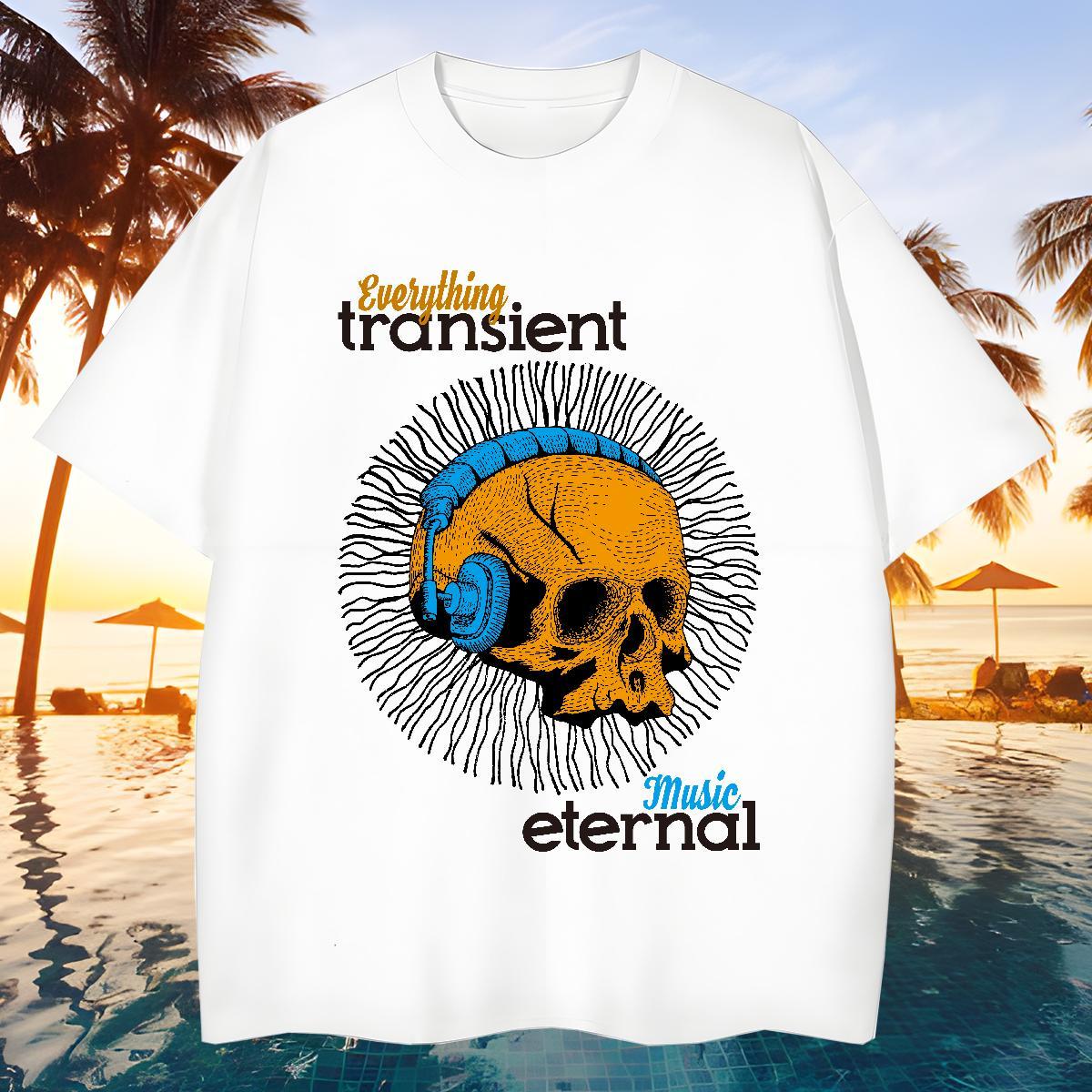 Brand T Shirt For Man 230g Cotton skull Daily Wear White Plus Size O-Neck Short Sleeve Men Tees New Tee Shirt