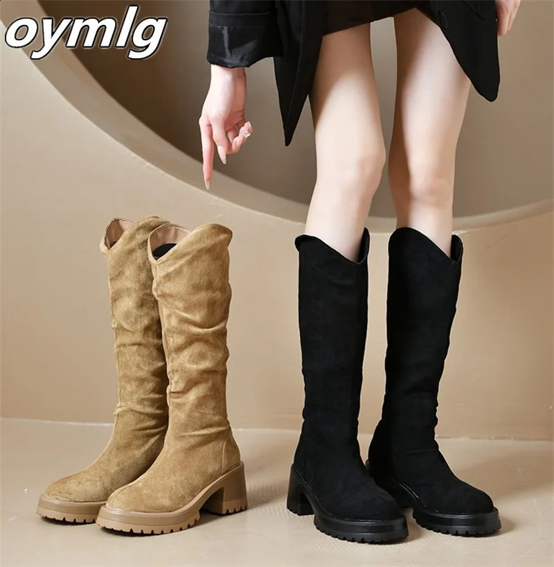 Skinny Knight Womens Boots 2024 Wrinkle Stacked Sleeves High Boots Thick and Non Kneeling Boots 240823