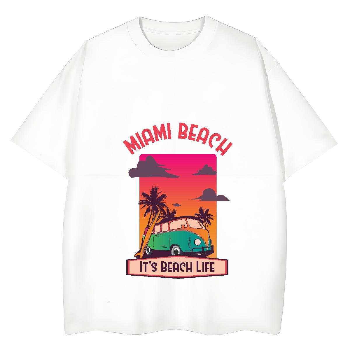 Brand Lady T shirt 230g 100% Cotton sea Street T-Shirts for Women Breathable Crew Neck Customized Tees
