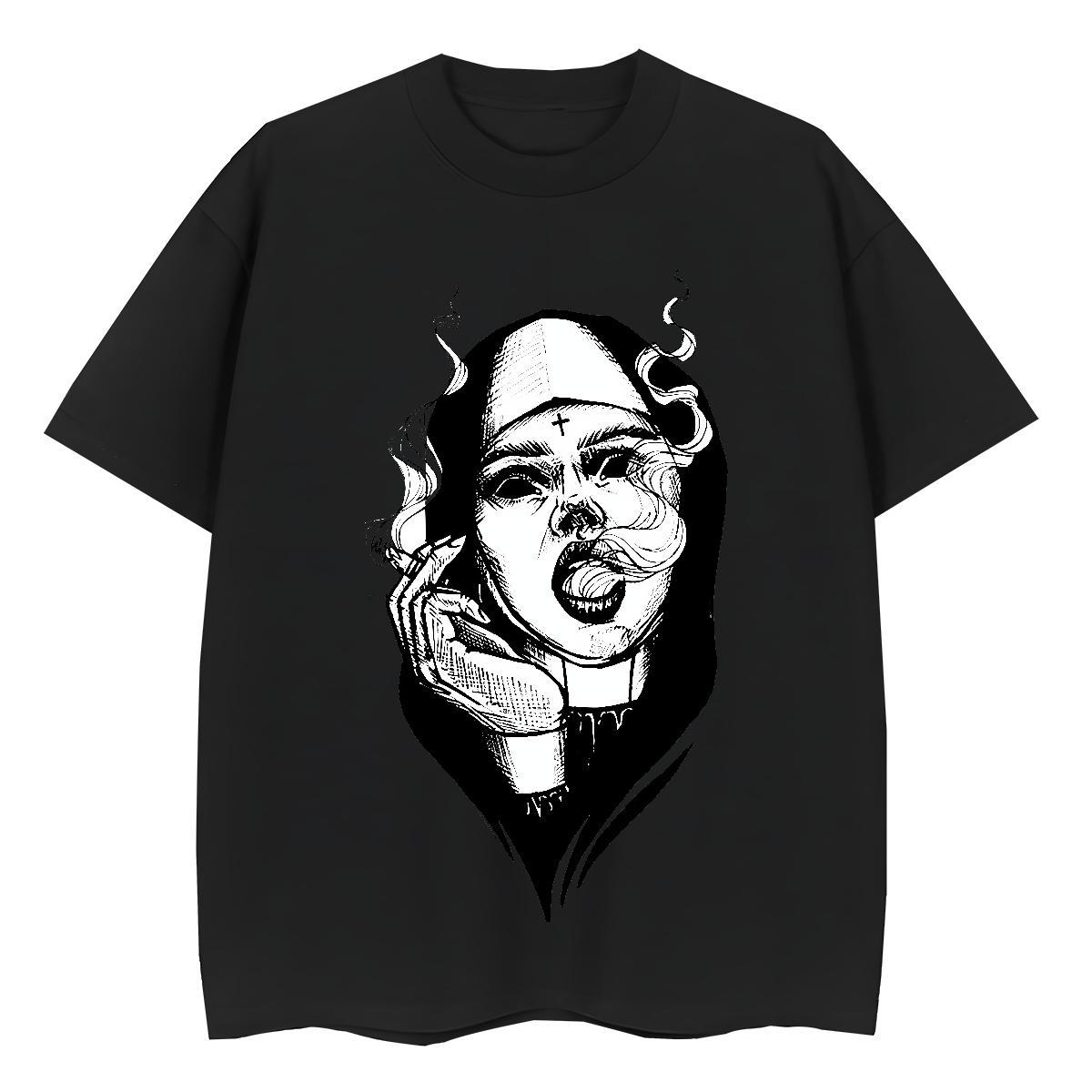High quality Woman Tshirt 230g Pure Cotton nun Hip Hop Street T Shirts Women Crew Neck Customized Print Tops